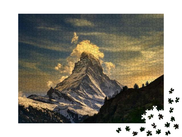 Puzzle 1000 Teile „Schöner Sonnenuntergang am Matterhorn, Zermatt, Schweiz“
