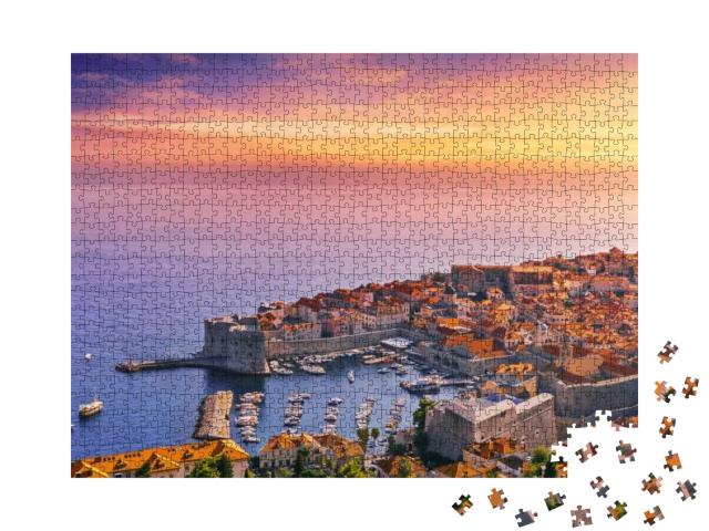 Puzzle 1000 Teile „Sonnenuntergang über Dubrovnik“