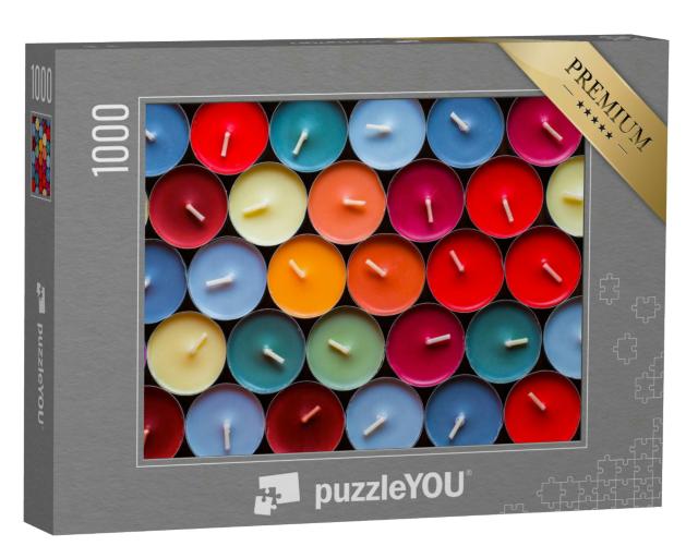 Puzzle 1000 Teile „Farbige Teelichter“