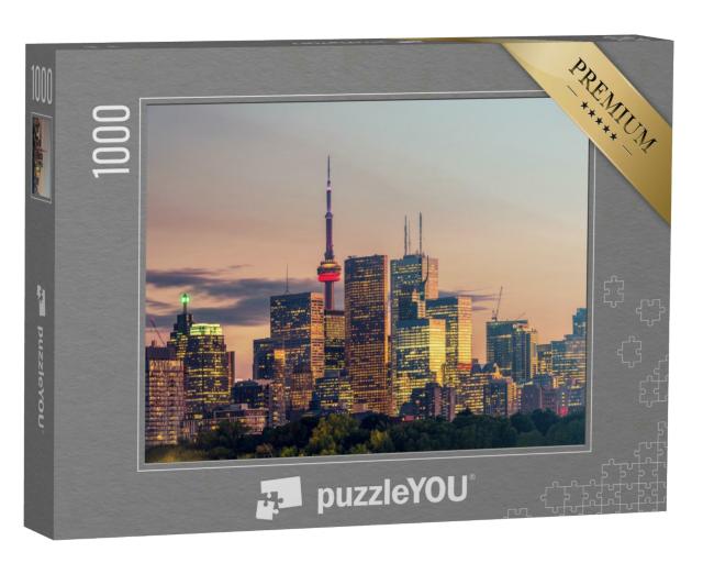 Puzzle 1000 Teile „Gebäude in der Stadt Toronto bei Nacht, Ontario, Kanada“