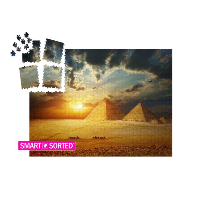 SMART SORTED® | Puzzle 1000 Teile „Gitterpyramiden und Beduinen auf Kamelen, Ägypten“