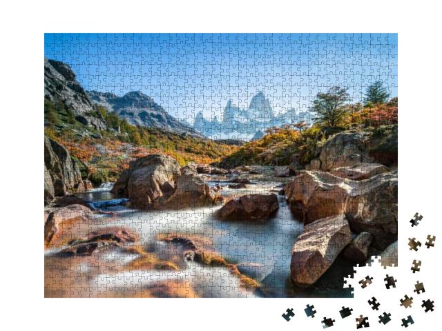 Puzzle 1000 Teile „Herbst am Fitz Roy Moutain, Patagonien, El Chalten, Argentinien“