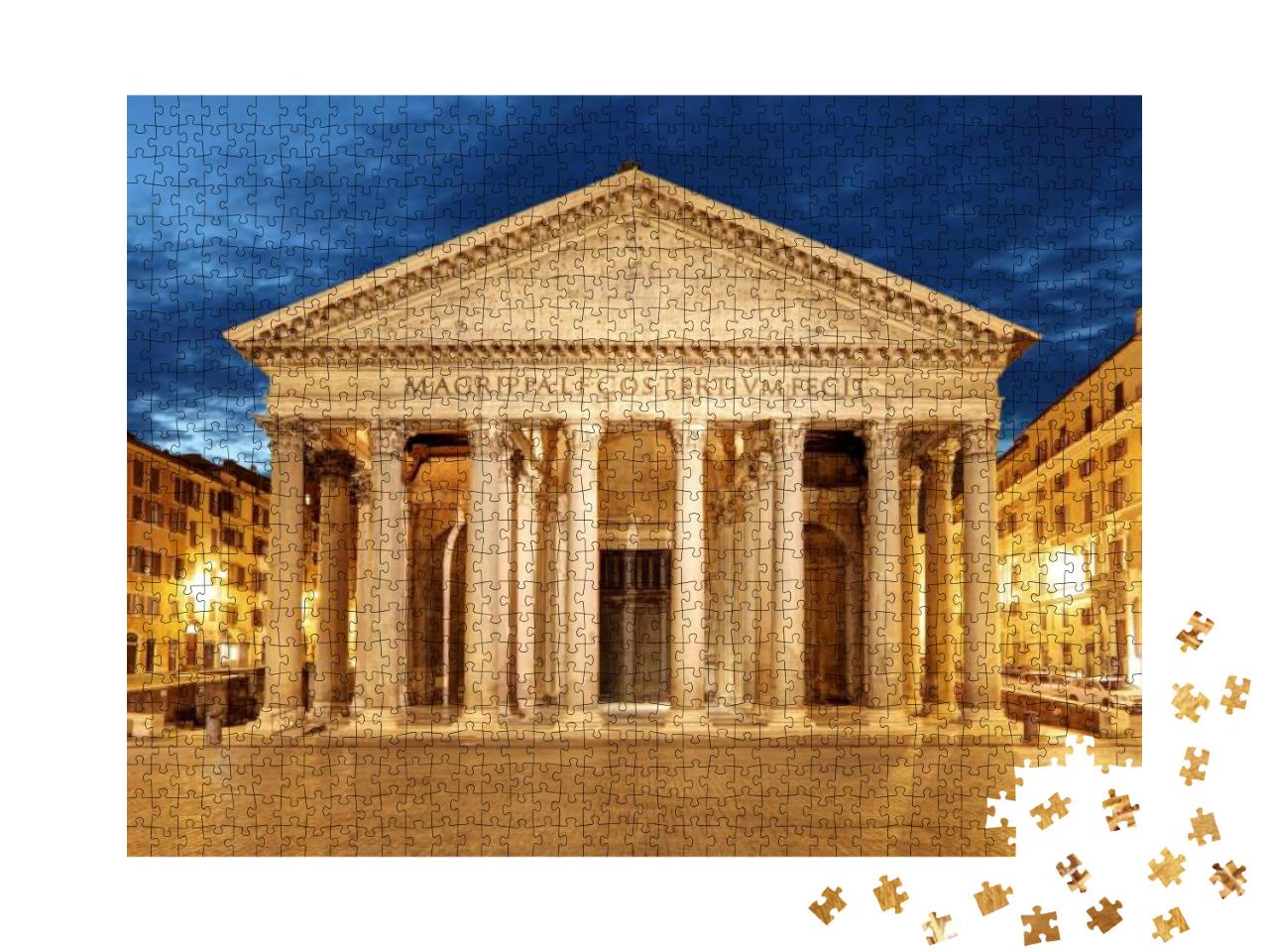 Puzzle 1000 Teile „Beleuchtetes Pantheon bei Nacht, Rom“