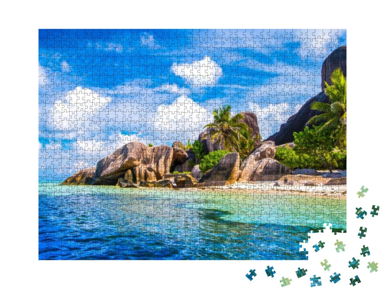 Puzzle 1000 Teile „Anse Source d'Argent: berühmtester Strand der Seychellen, La Digue“