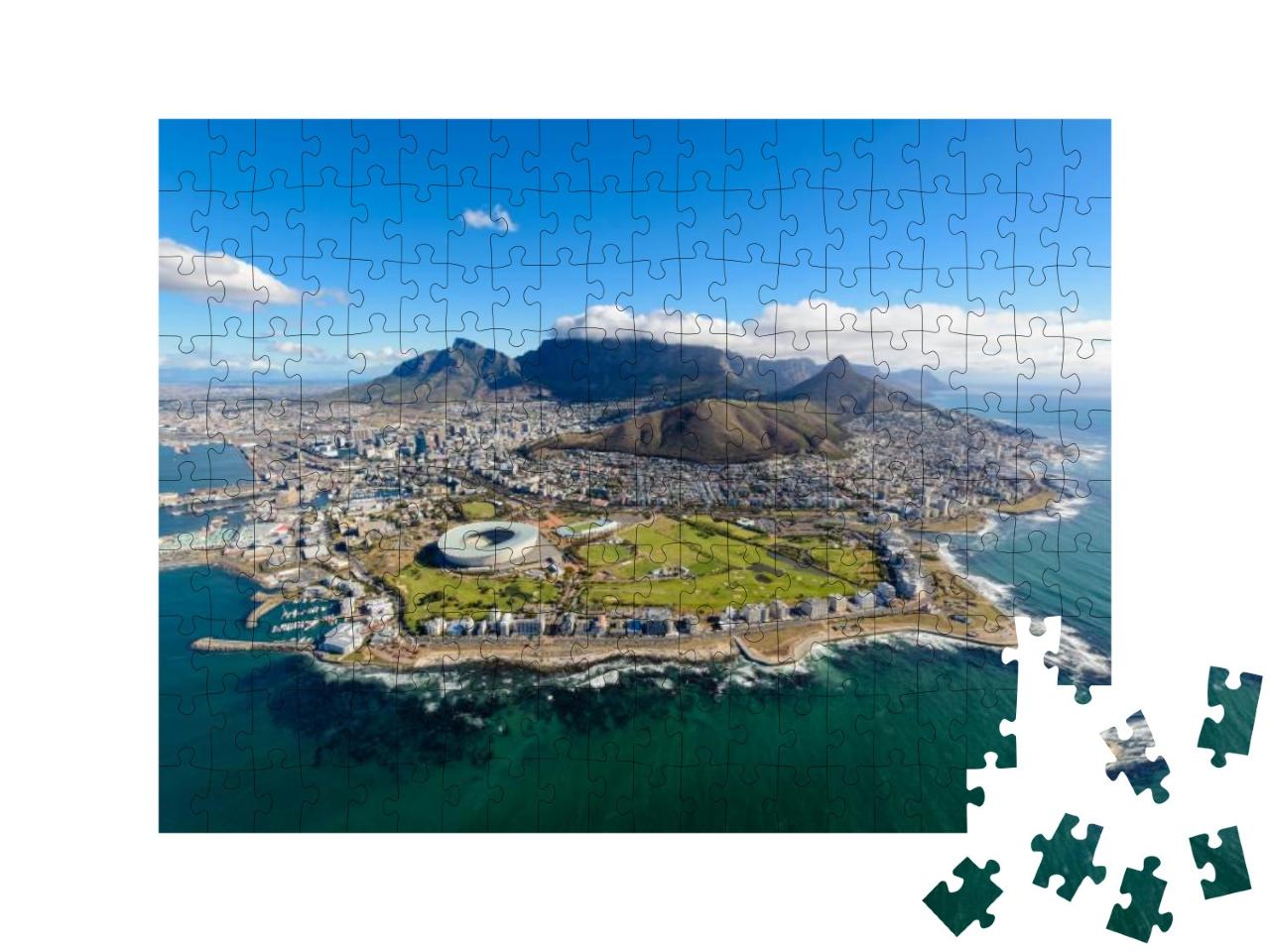Puzzle 200 Teile „Blick vom Hubschrauber: Luftaufnahme von Kapstadt, Südafrika“