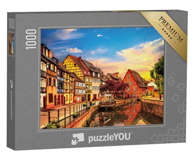 Puzzle 1000 Teile „Colmar: Wasserkanal und traditionelle Häuser, Elsass, Frankreich“
