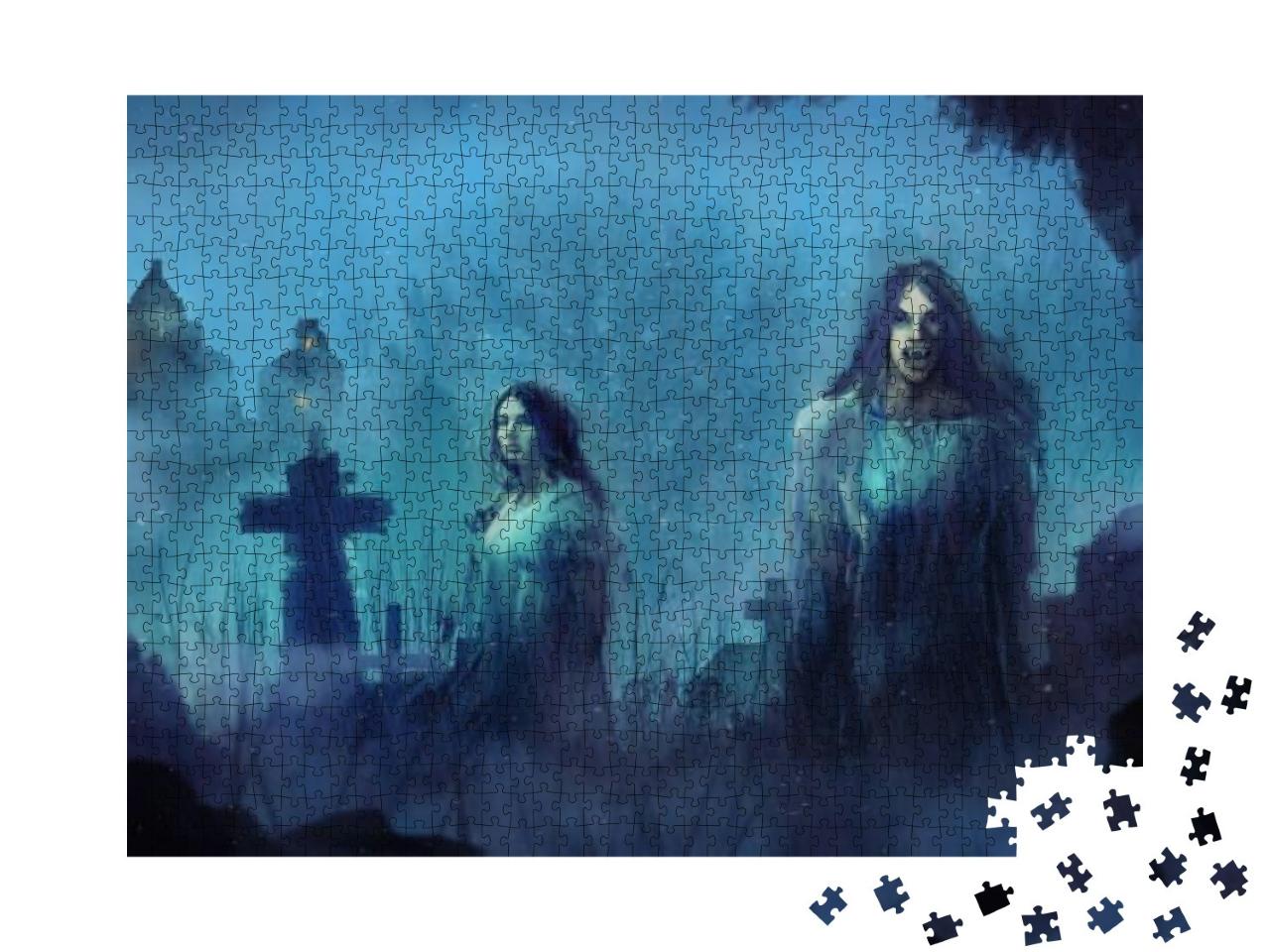 Puzzle 1000 Teile „Vampire auf dem Friedhof“