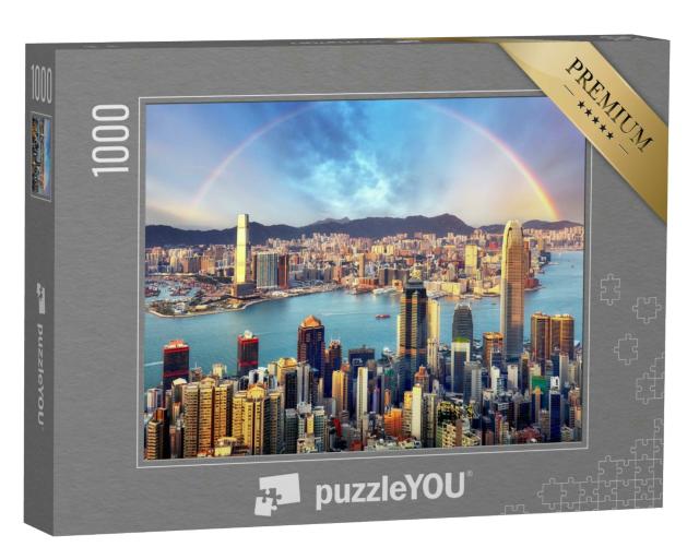 Puzzle 1000 Teile „Regenboge über Hongkong“