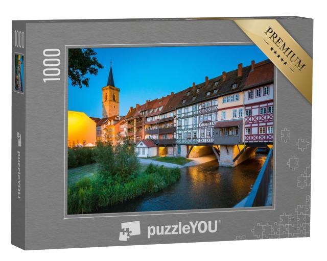 Puzzle 1000 Teile „Historisches Stadtzentrum von Erfurt mit Krämerbrücke, Deutschland“