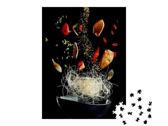 Puzzle 1000 Teile „Ein Wok mit Huhn und Gewürzen“