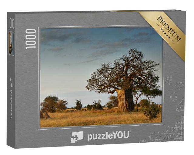 Puzzle 1000 Teile „Afrikanische Landschaft mit einem großen Baobab-Baum“