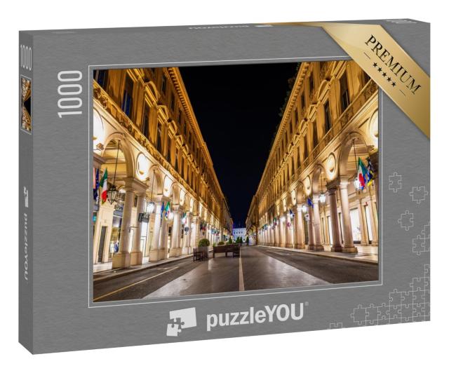 Puzzle 1000 Teile „Die Via Roma in Turin bei Nacht, Italien“
