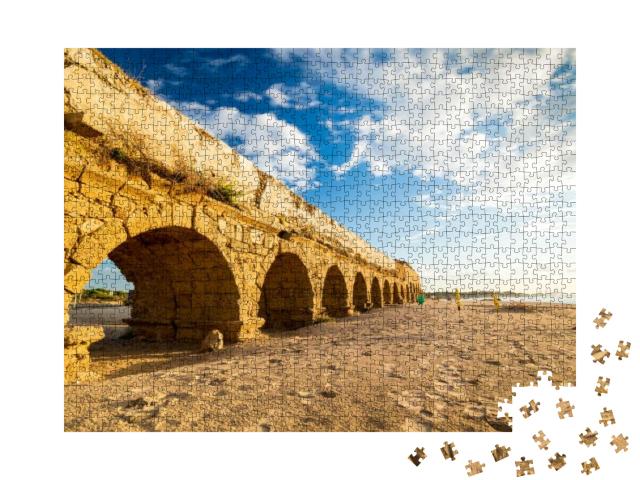 Puzzle 1000 Teile „Ruinen des antiken Äquaduktes in Caesarea, Israel“