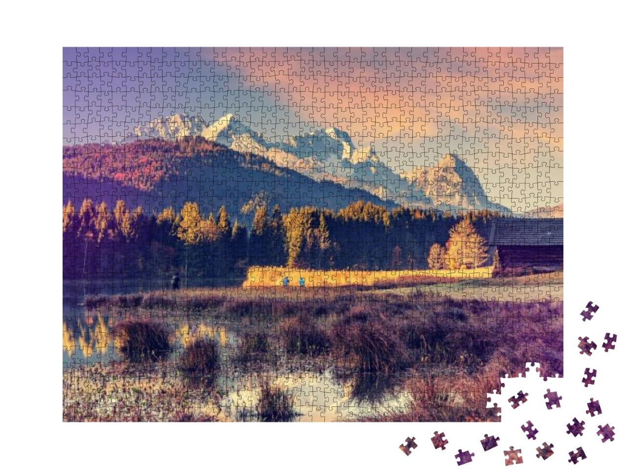 Puzzle 1000 Teile „Wunderschöner Blick über das Karwendelgebirge, Deutschland“