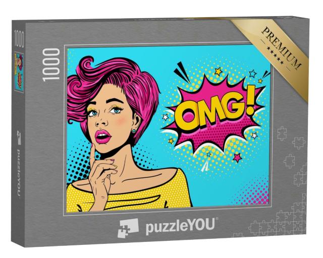 Puzzle 1000 Teile „Weibliches Gesicht im Pop-Art-Stil“