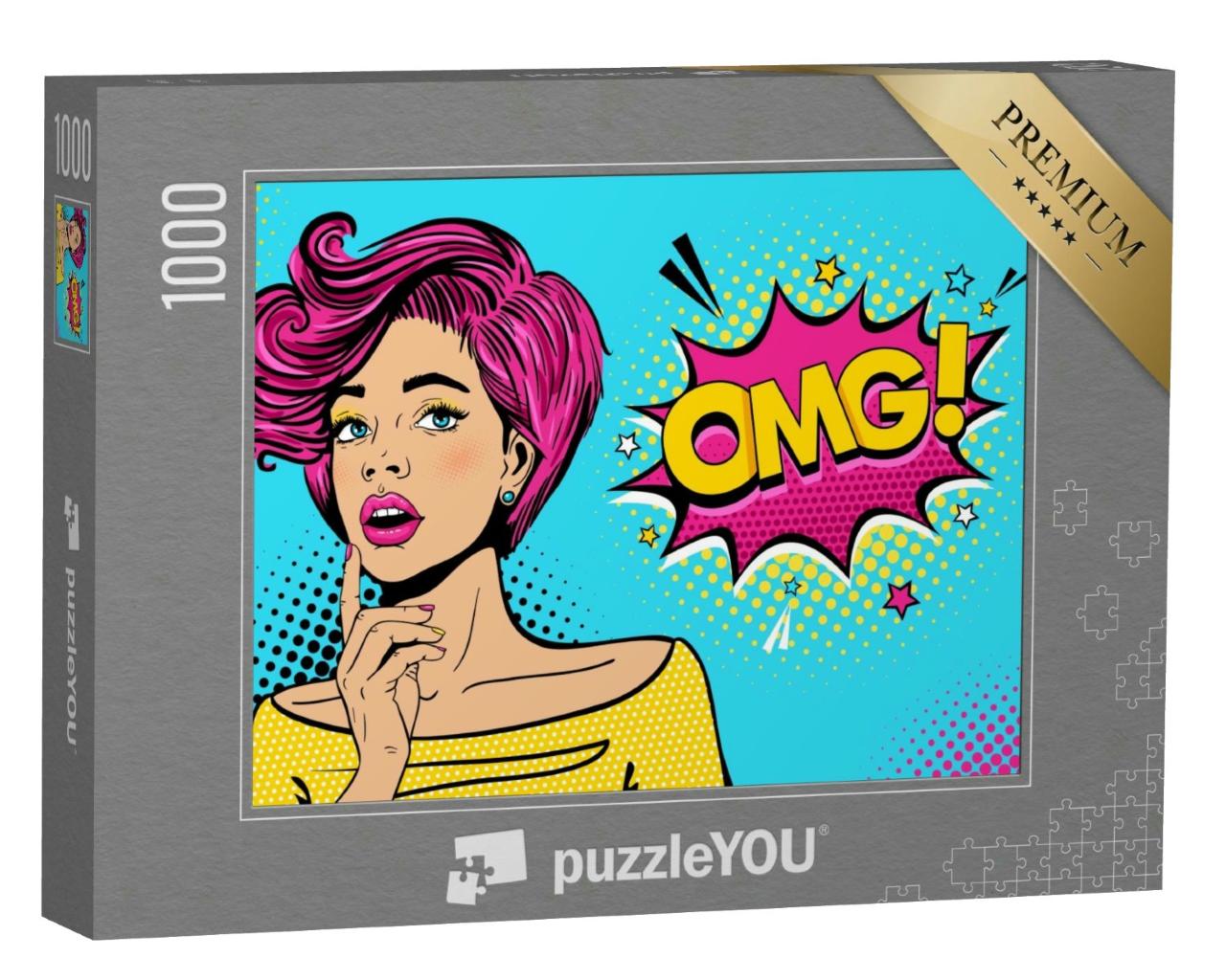 Puzzle 1000 Teile „Weibliches Gesicht im Pop-Art-Stil“