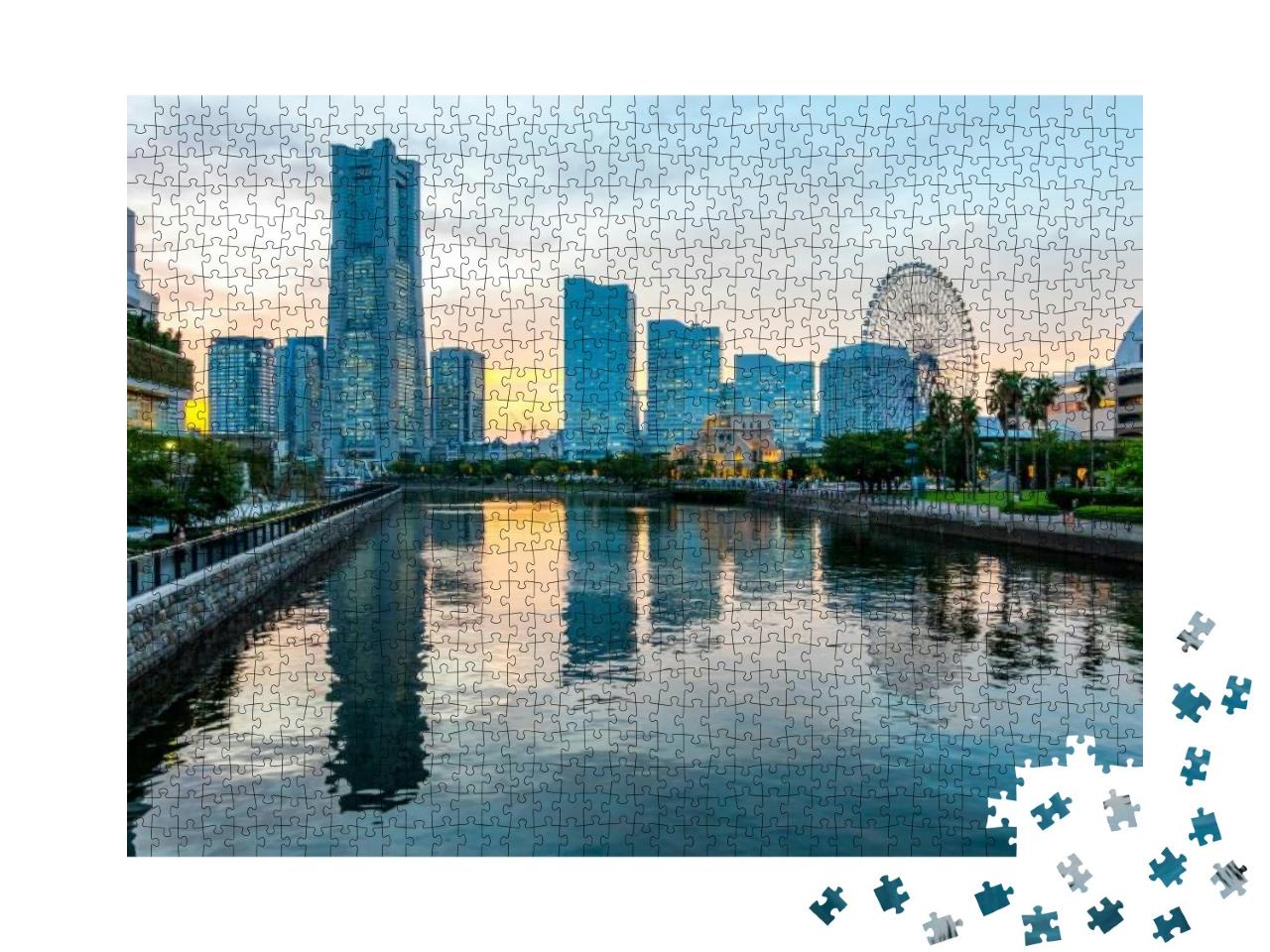 Puzzle 1000 Teile „Stadtbild von Yokohama City, Präfektur Kanagawa, Japan“