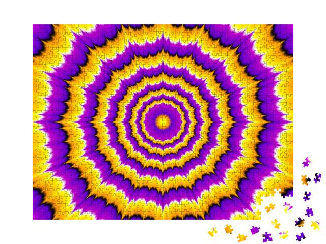 Puzzle 1000 Teile „Gelbe und violette Blumenblüte: optische Expansionstäuschung“