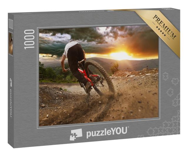 Puzzle 1000 Teile „Mountainbiker bei der Abfahrt“