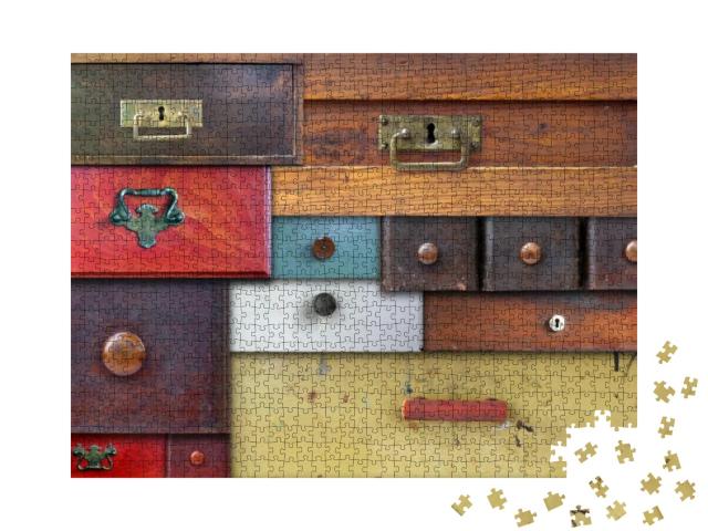 Puzzle 1000 Teile „Alte Schubladen in unterschiedlichen Farben“