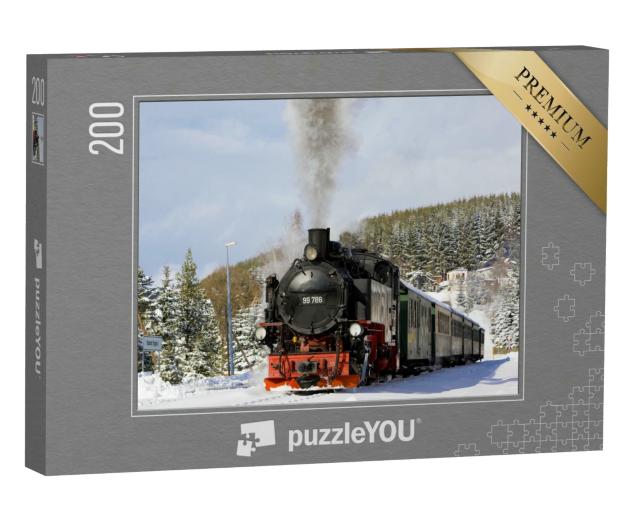 Puzzle 200 Teile „Dampfzug der Fichtelbergbahn nahe Oberwiesenthal, Deutschland“