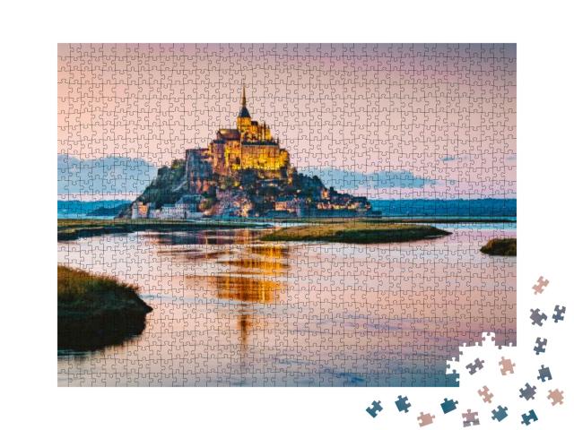 Puzzle 1000 Teile „Blick auf die Gezeiteninsel Le Mont Saint-Michel in Nordfrankreich“