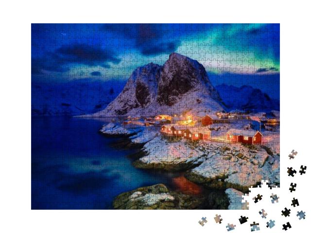 Puzzle 1000 Teile „Hamnøy Fischerdorf auf den Lofoten, Norwegen“