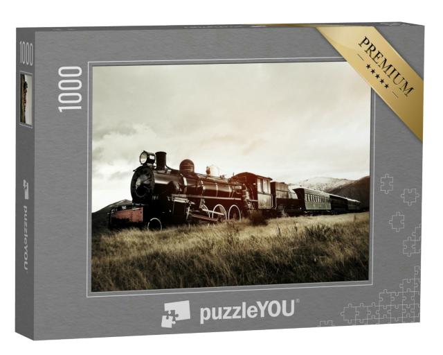 Puzzle 1000 Teile „Nostalgischer Dampfzug bei seiner Reise durch das Land“