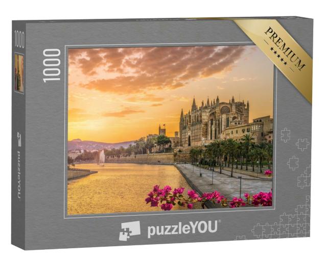 Puzzle 1000 Teile „Kathedrale La Seu bei Sonnenuntergang in Palma de Mallorca, Spanien“