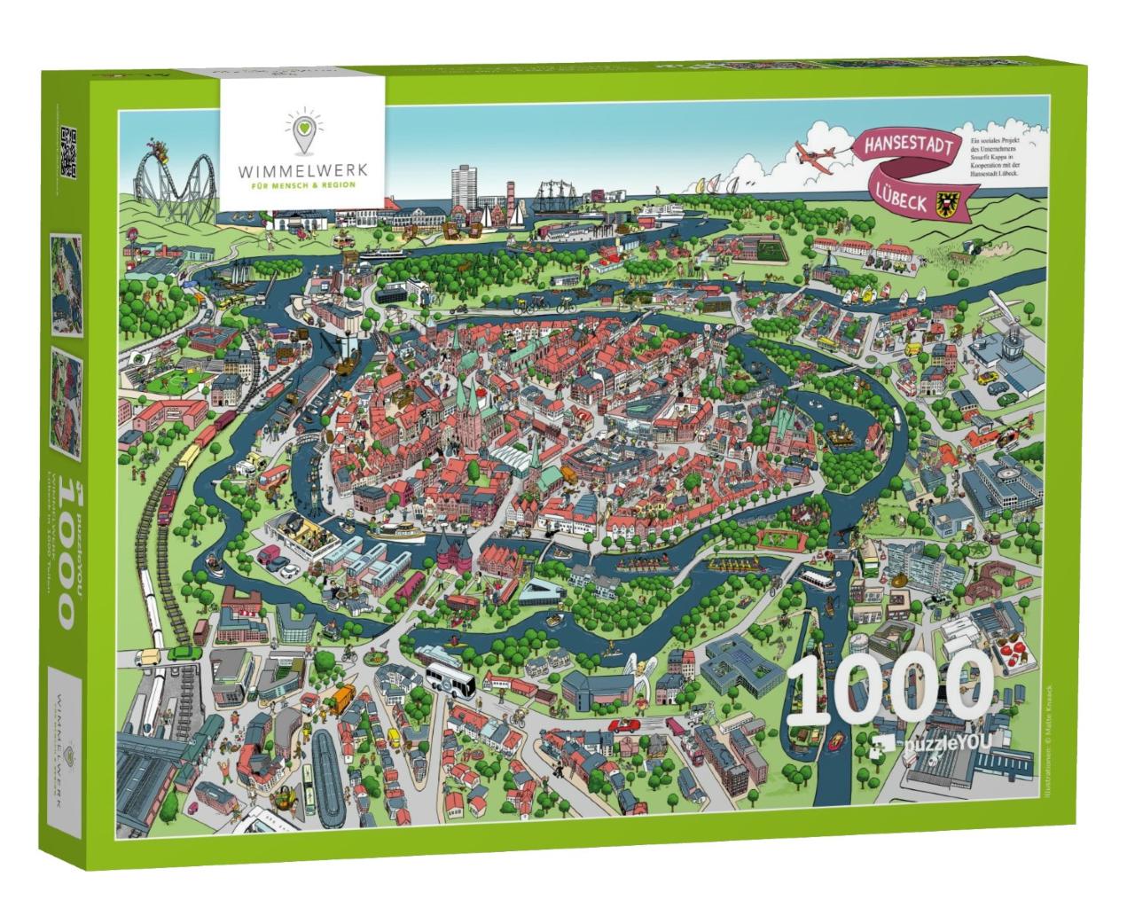 Puzzle 1000 Teile „Wimmelbild Lübeck“