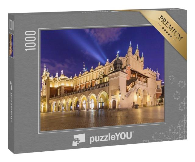 Puzzle 1000 Teile „Sukiennice auf dem Hauptmarkt bei Nacht, Krakau, Polen“
