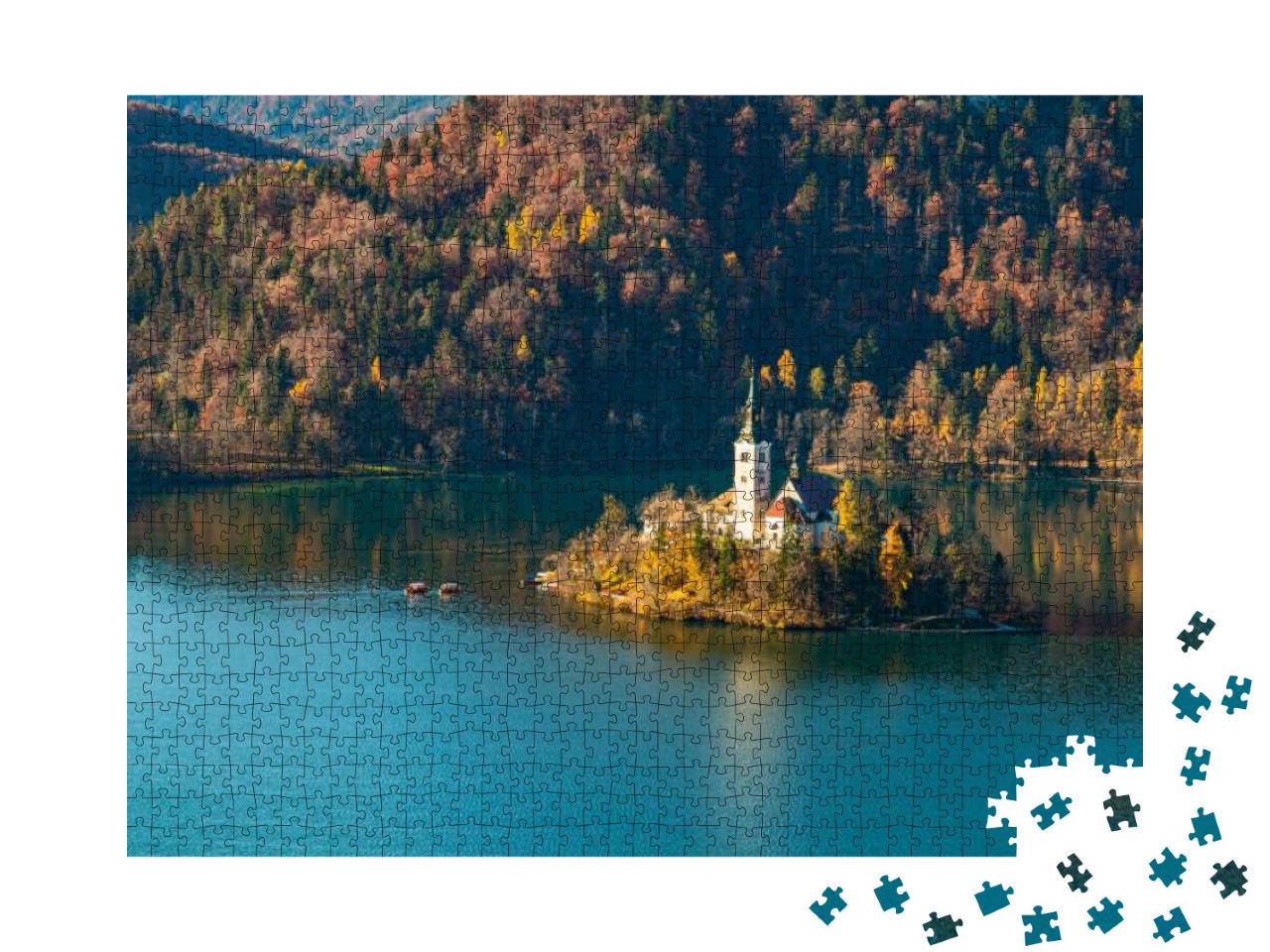 Puzzle 1000 Teile „Ein slowenischer See im Herbst“