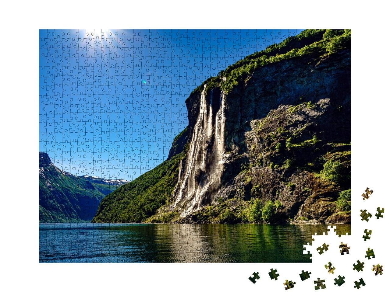 Puzzle 1000 Teile „Geiranger Fjord, Wasserfall Sieben Schwestern“