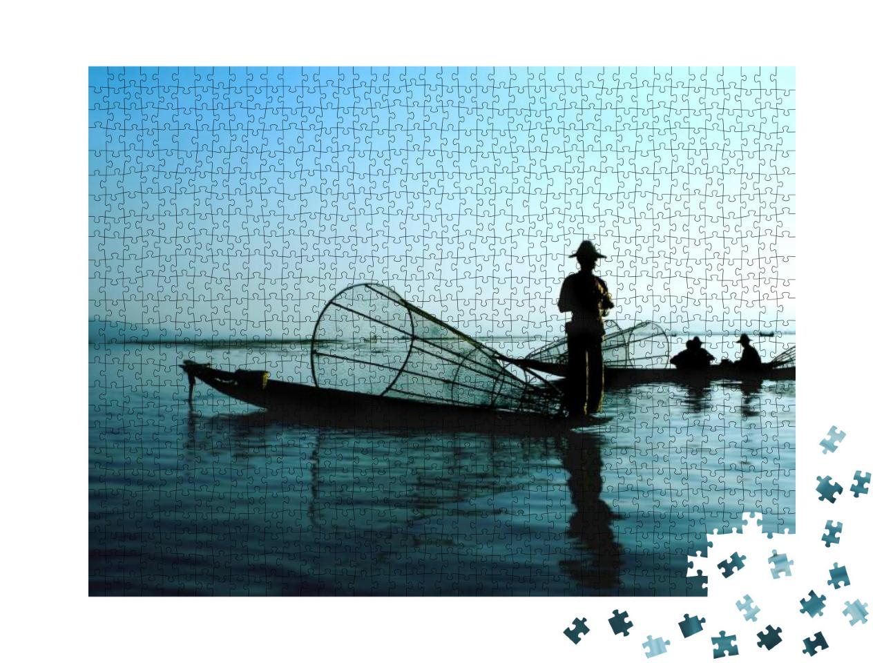 Puzzle 1000 Teile „Thailädische Fischer auf dem Wasser“