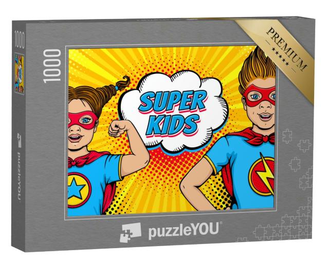 Puzzle 1000 Teile „Pop-Art-Comic mit Mädchen und Junge“