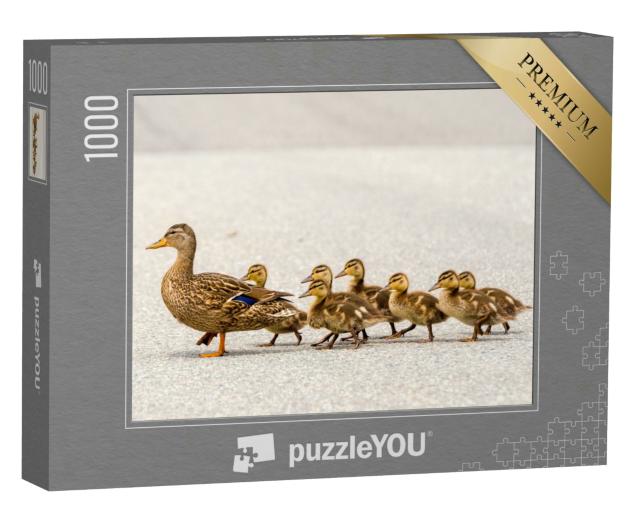 Puzzle 1000 Teile „Eine Entenmutter und ihre Entenküken “