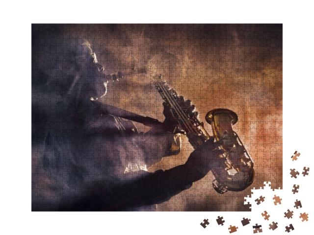 Puzzle 1000 Teile „Jazzmusiker mit seinem Saxofon“