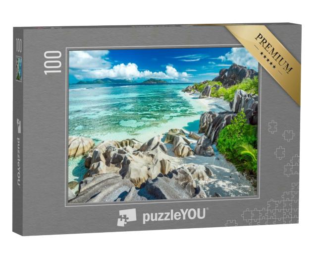 Puzzle 100 Teile „Anse Source D'Argent - Der schönste Strand der Seychellen“