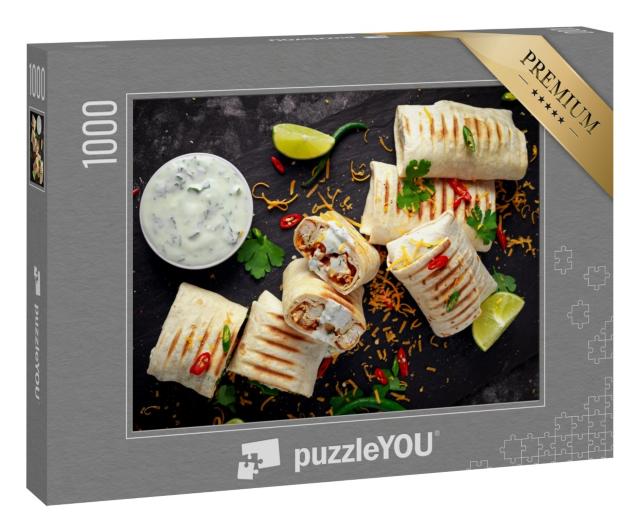 Puzzle 1000 Teile „Frisch zubereitete Wraps mit gegrilltem Hähnchen“