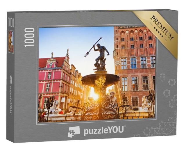 Puzzle 1000 Teile „Neptunbrunnen bei Sonnenuntergang, Danzig, Polen“