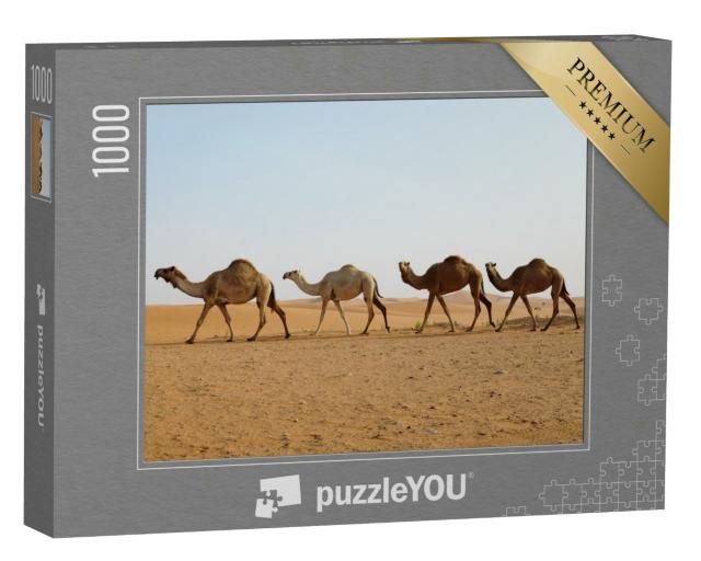 Puzzle 1000 Teile „Dromedarkamelen durchqueren Wüste“