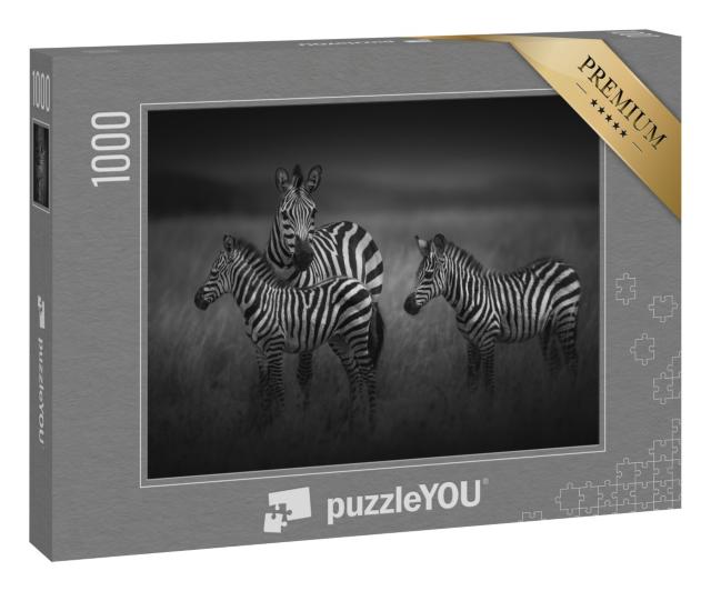 Puzzle 1000 Teile „Zebra-Mutter mit zwei Jungtieren,, Tansania“