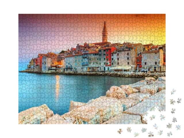 Puzzle 1000 Teile „Romantische Altstadt von Rovinj, Kroatien“