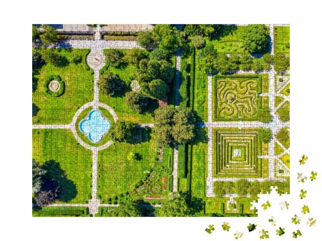 Puzzle 1000 Teile „Gärten von Schloss Salem am Bodensee aus der Luft, Deutschland“