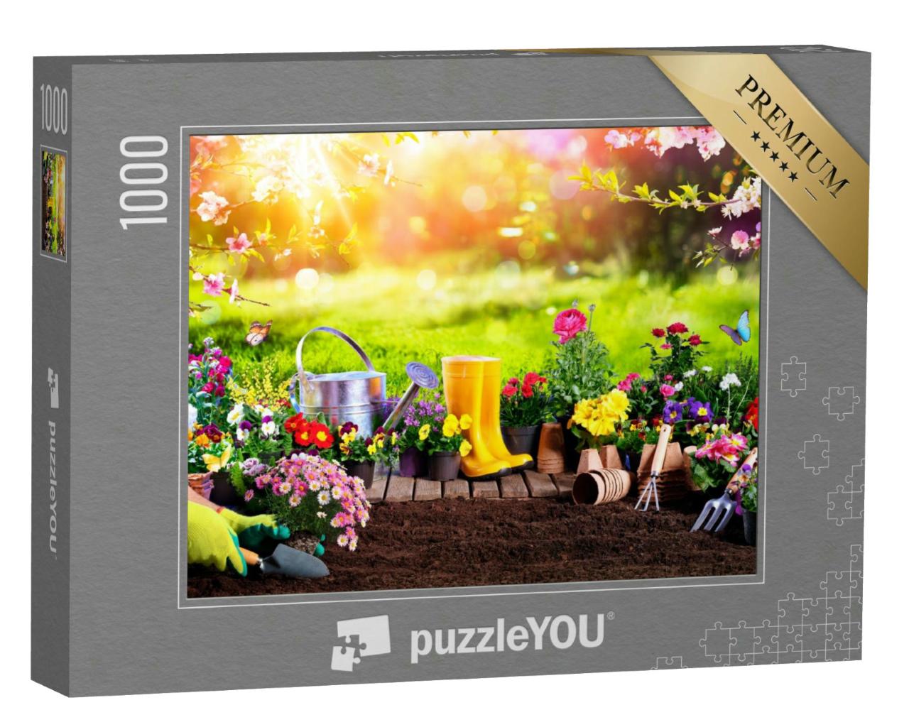 Puzzle 1000 Teile „Frühjahrsgärtnern im sonnigen Garten“