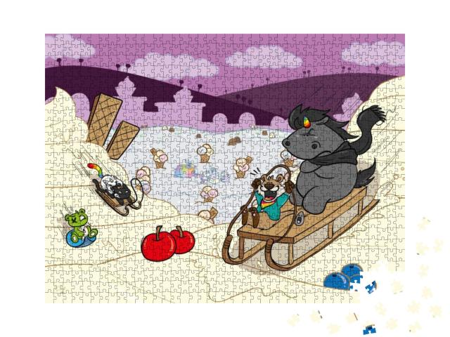 Puzzle 1000 Teile „Pummeleinhorn: Pummel & Friends - Grummel-Winterspaß“