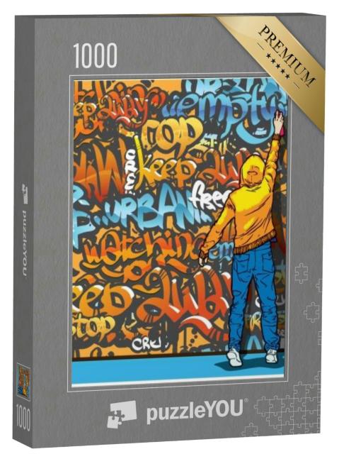 Puzzle 1000 Teile „Junger Mann beim Graffiti-sprühen“