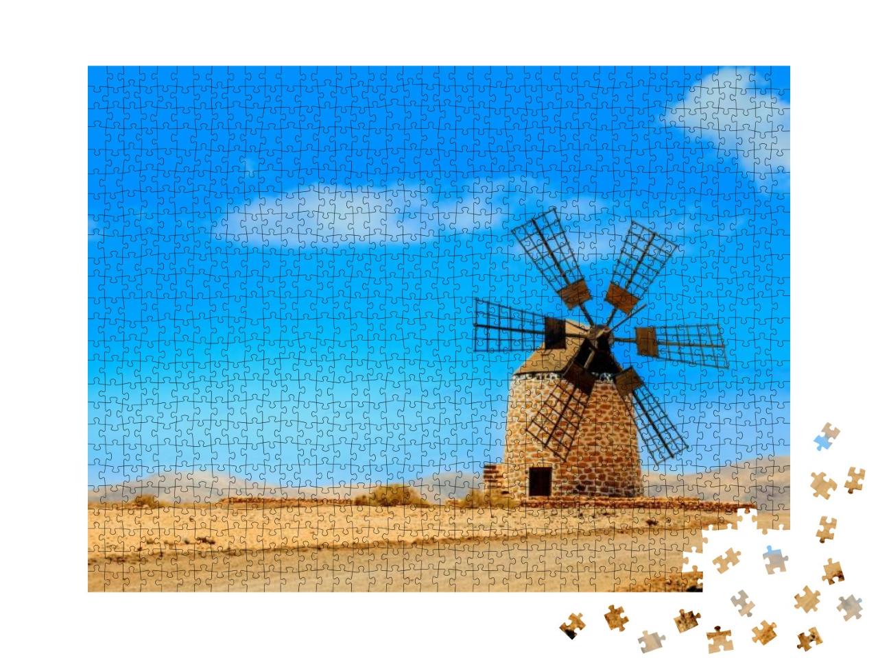 Puzzle 1000 Teile „Alte Windmühle von Tefia, Fuerteventura, Spanien“