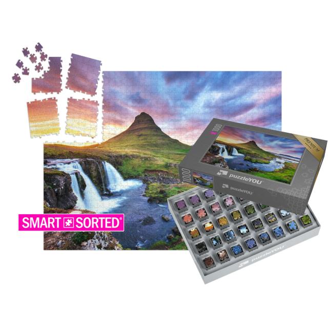SMART SORTED® | Puzzle 1000 Teile „Sonnenuntergang am Berg Kirkjufell, Island“