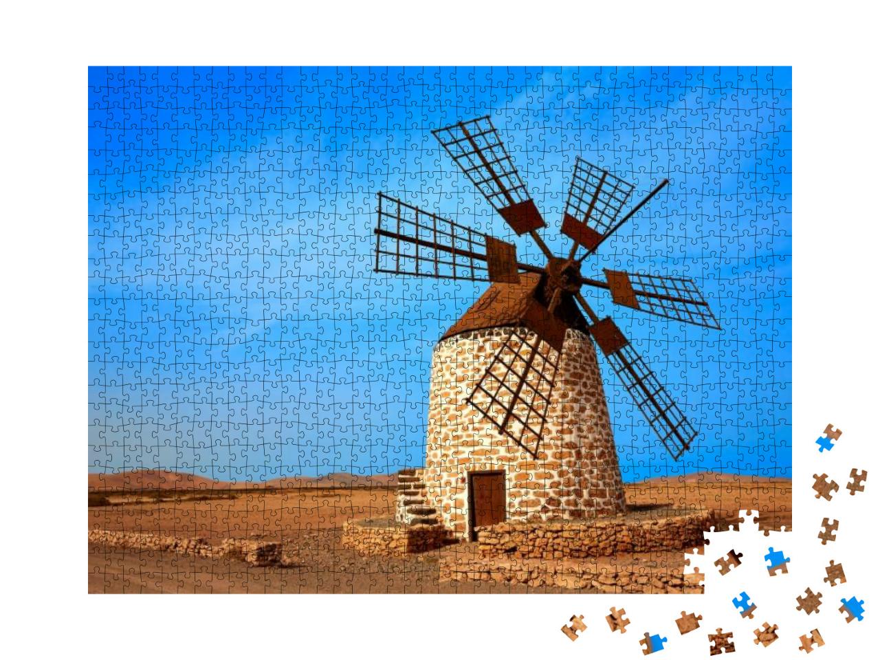 Puzzle 1000 Teile „Windmühle von Fuerteventura, Kanarische Inseln, Spanien“